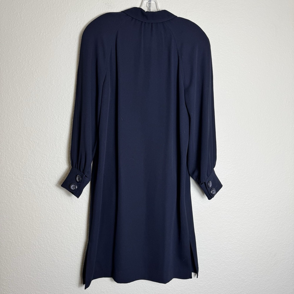 Kasper Women's Dress Navy Size 10 Long Sleeve Shoulder Pads Shoulder Pads *READ - Picture 4 of 9